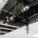 Steel pipes with sprinkler heads