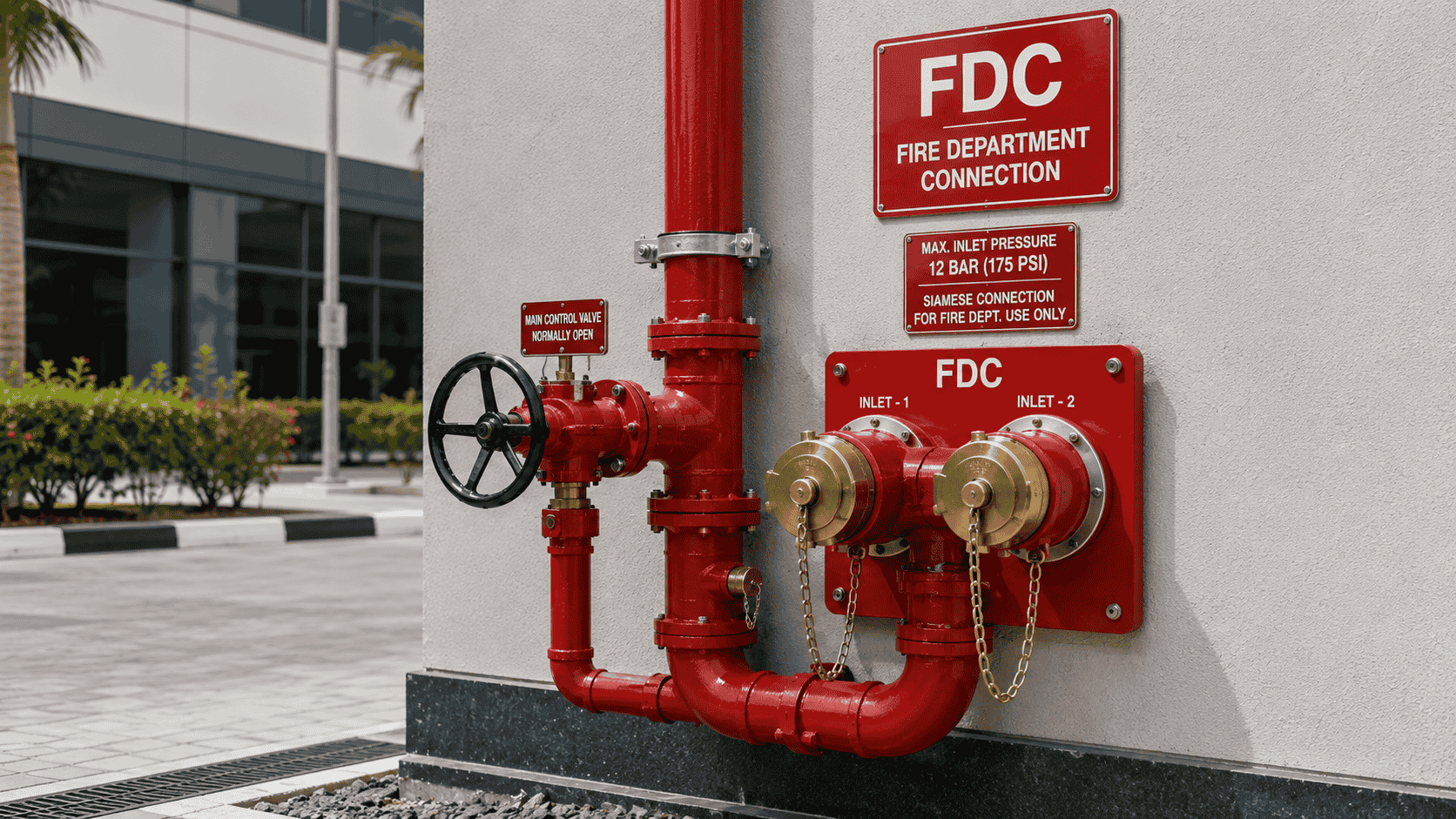 Fire Department Connection FDC for fire hydrant system in Dubai