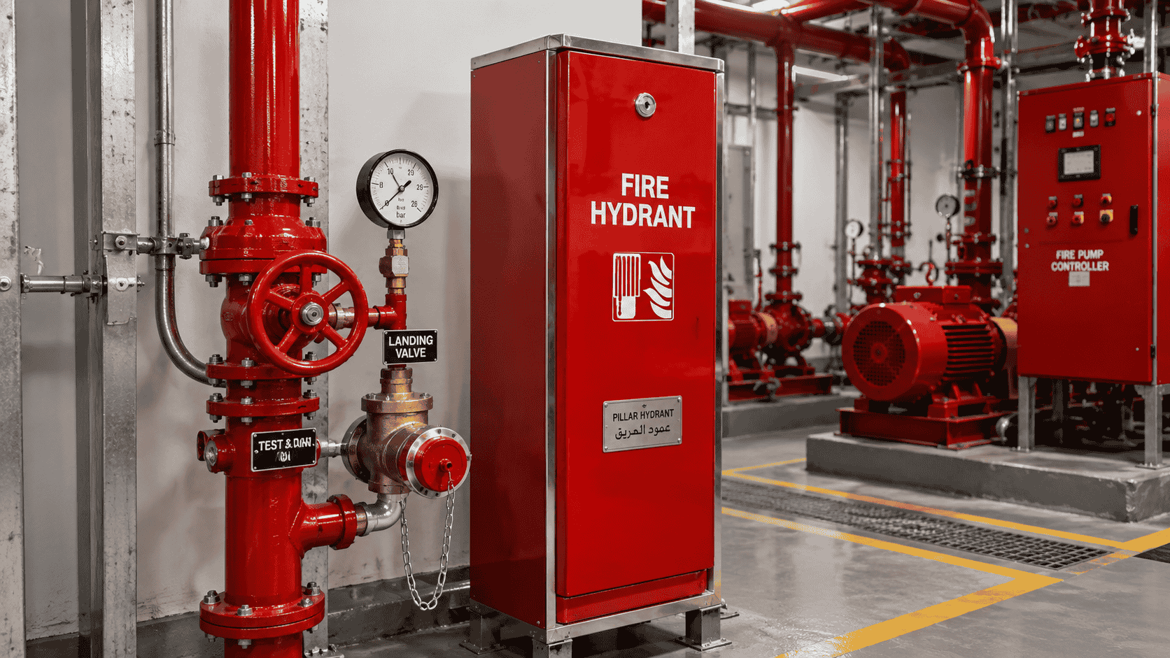 Fire hydrant pillar and landing valve installation in Dubai